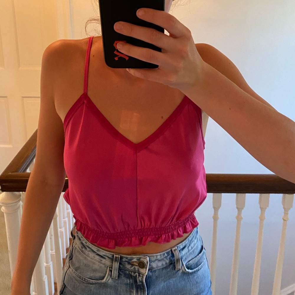 Zara Cropped satin tank top